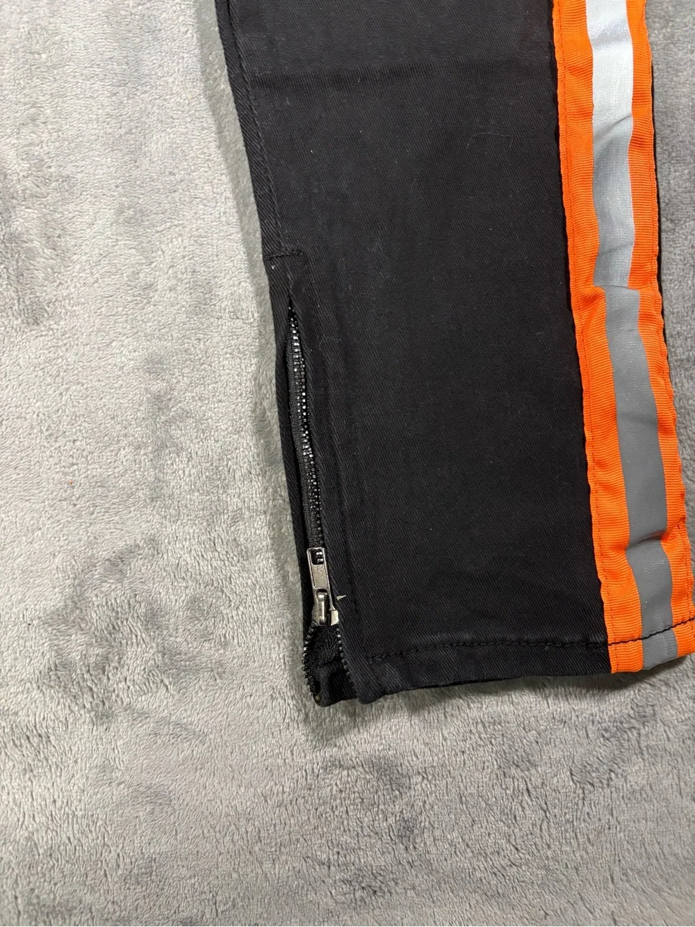 Black NovaMen’s Skinny Jeans with Orange Reflective Side Stripes